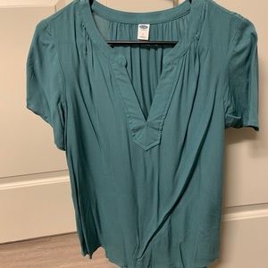 Old Navy teal v-neck work top
